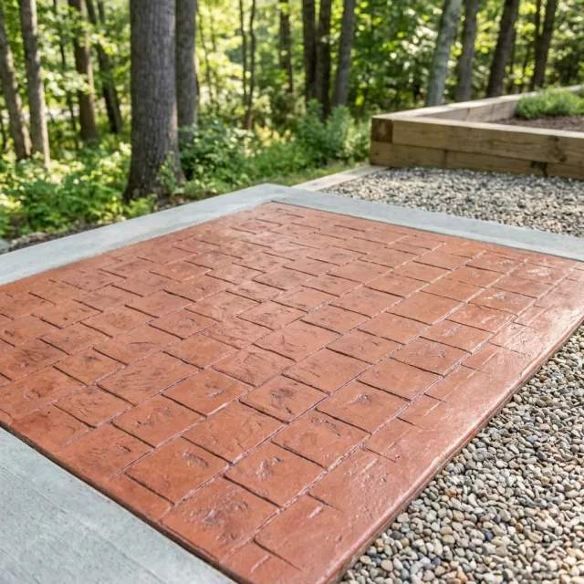 Freshly colored concrete barn step